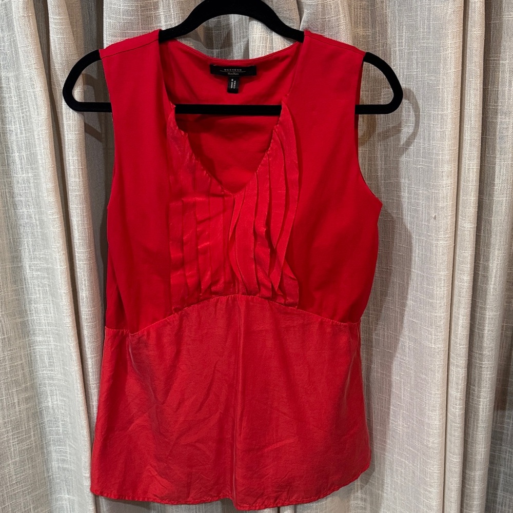 MaxMara Vibrant Red Pleated Blouse